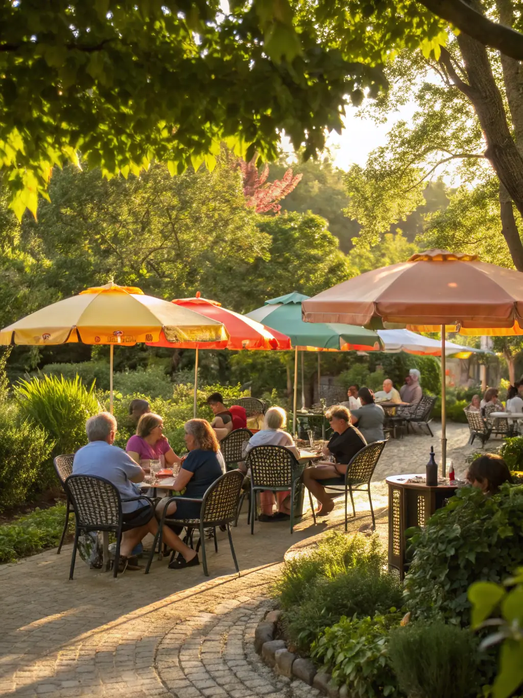 A relaxed scene of members enjoying refreshments at the club's restaurant after a tennis session, highlighting the social aspect of ASSO TENNIS CLUB D'AIL MARQUET.